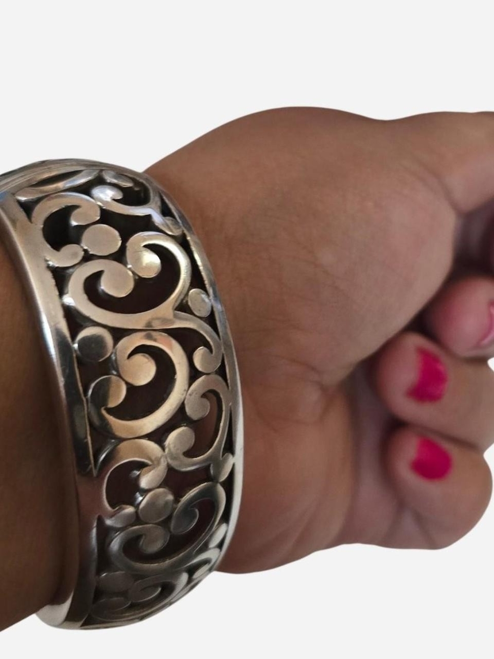 Brighton Silver Filigree Wide Bangle Bracelet